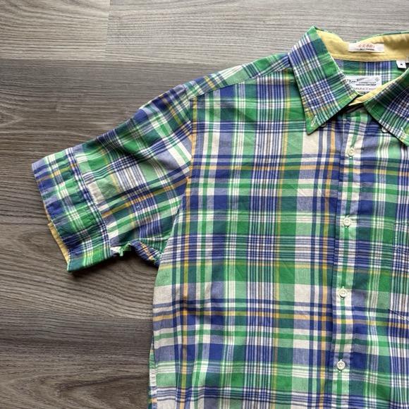 VTG 70s Gant India Madras Plaid Multicolor Button Up Shirt Large EZ Rare Medium - Picture 5 of 9